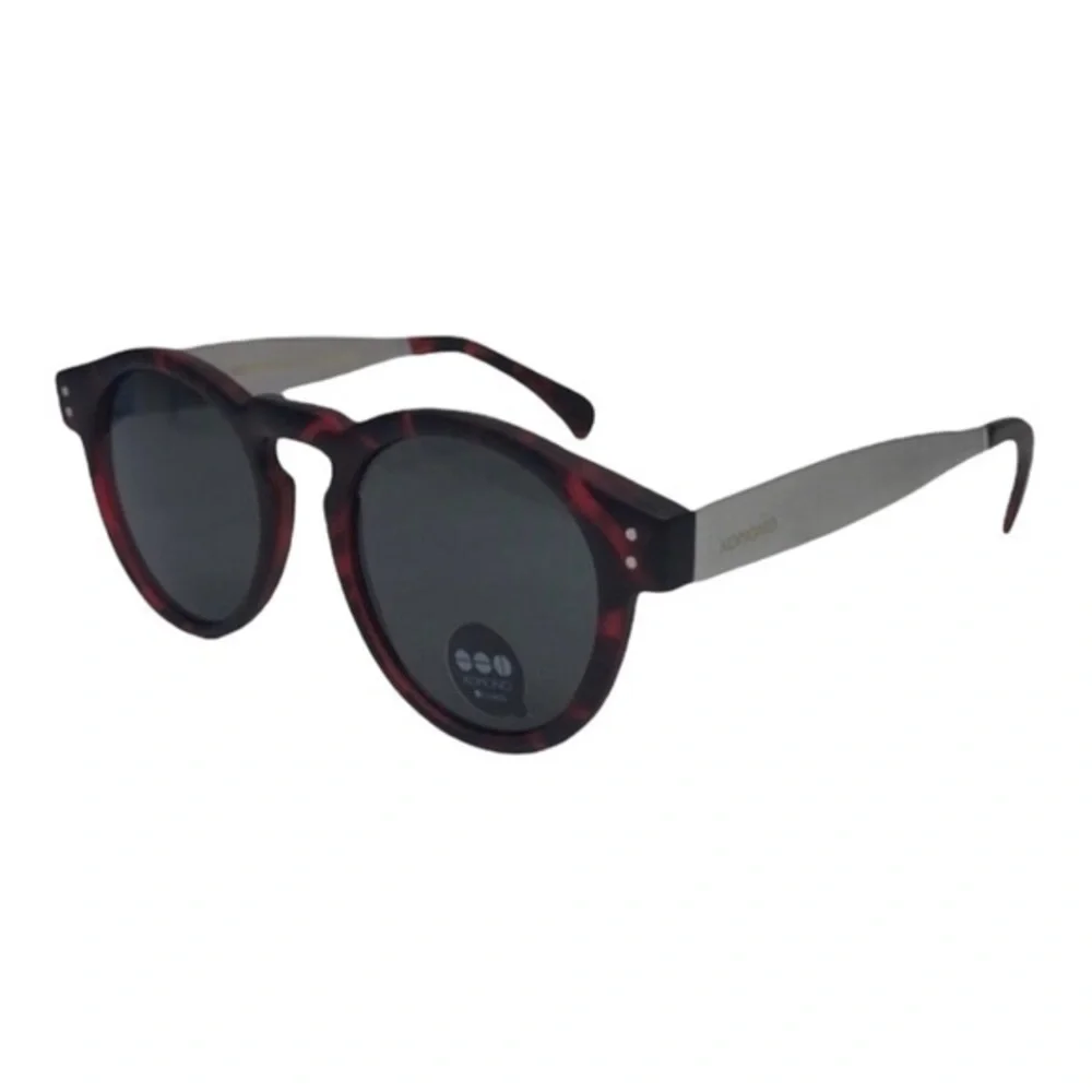 KOMONO Sunglasses Clement Metal Tortoise Silver Red Black Round NEW